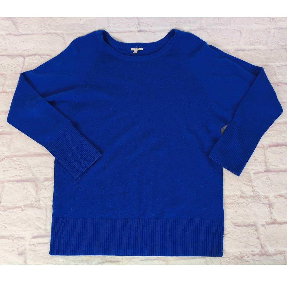 Halogen Royal Blue Wool Cashmere Crew Neck Pullover Sweater M FLAW